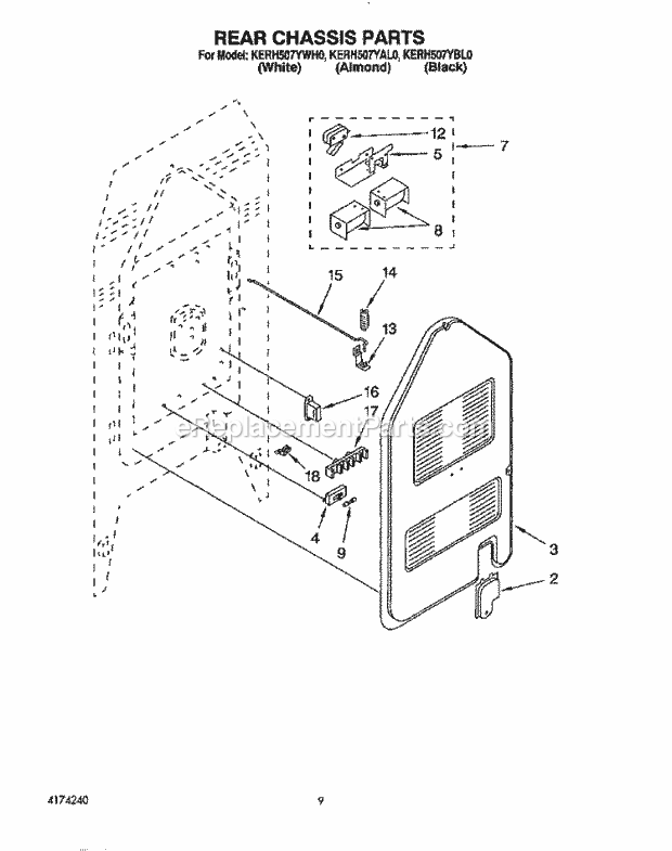 Whirlpool KERH507YBL0 Range Rear Chassis, Optional Diagram