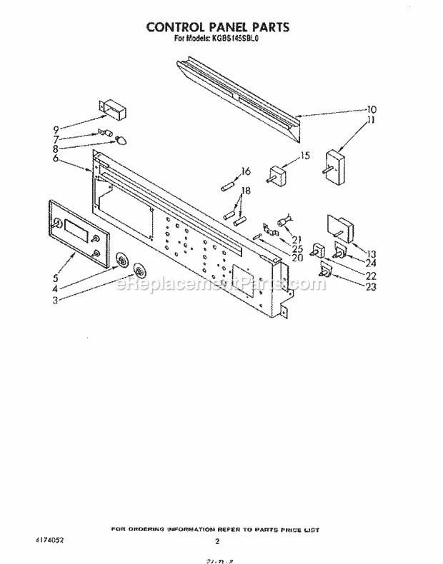 Whirlpool KGBS145SBL0 Range Control Panel Diagram