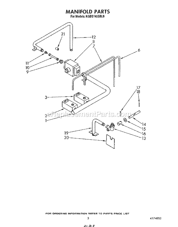 Whirlpool KGBS145SBL0 Range Manifold Diagram