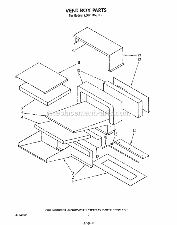 Whirlpool KGBS145SBL0 Range Vent Box Diagram