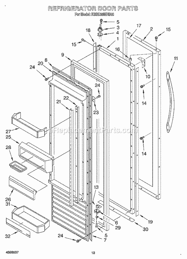 Whirlpool KSSC36MHS00 Refrigerator Refrigerator Door Diagram