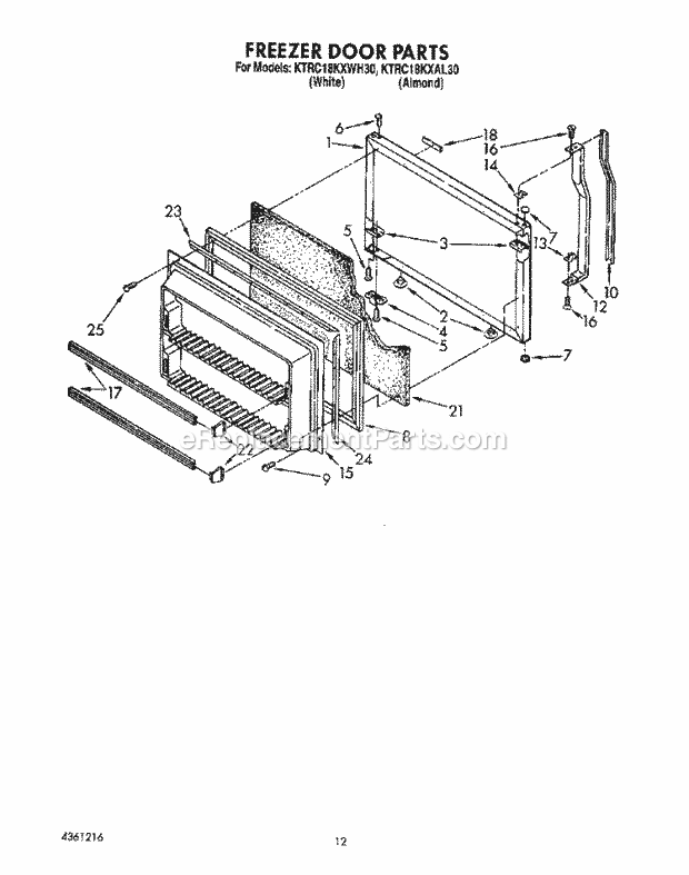 Whirlpool KTRC18KXAL30 Refrigerator Freezer Door Diagram