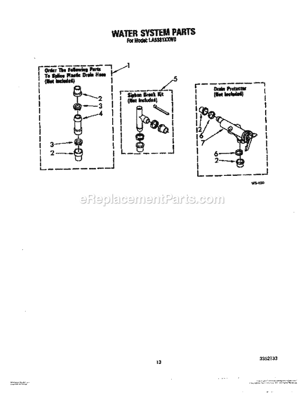 Whirlpool LA5381XXW0 Washer Water System Diagram