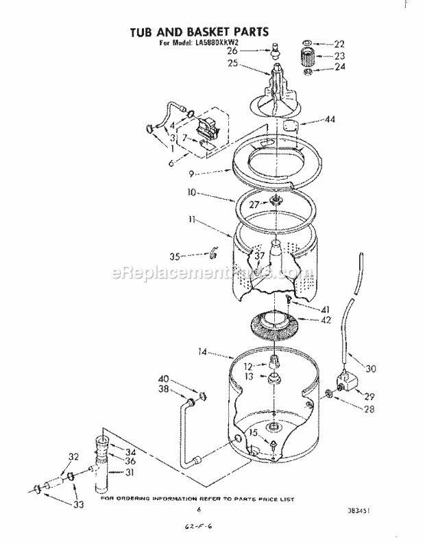 Whirlpool LA5880XKW2 Washer Tub and Basket Diagram