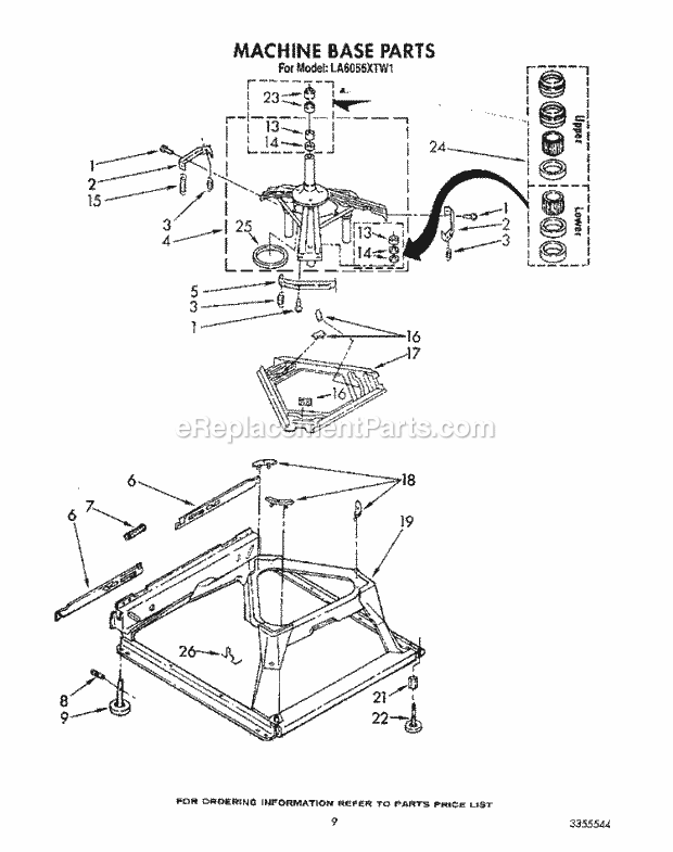 Whirlpool LA6055XTM1 Washer Machine Base Diagram