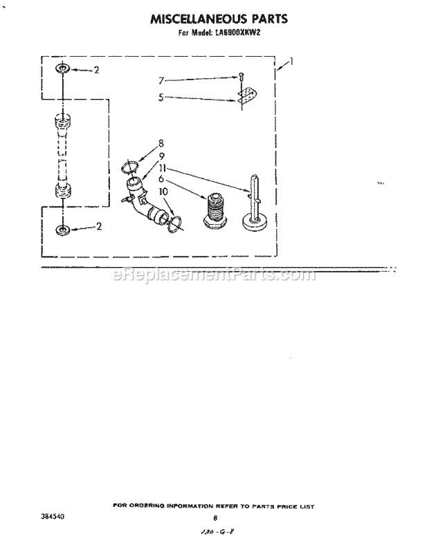 Whirlpool LA6900XKW2 Washer Miscellaneous, Literature and Optional Diagram