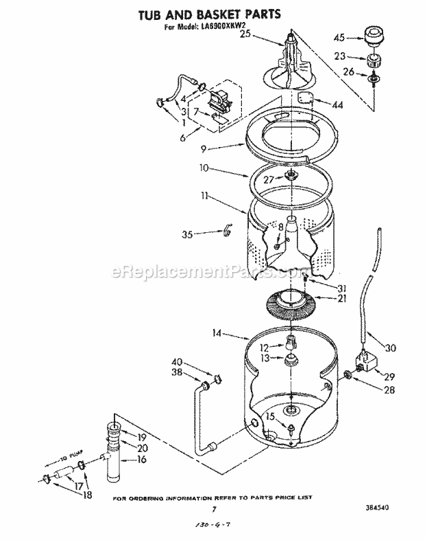 Whirlpool LA6900XKW2 Washer Tub and Basket Diagram