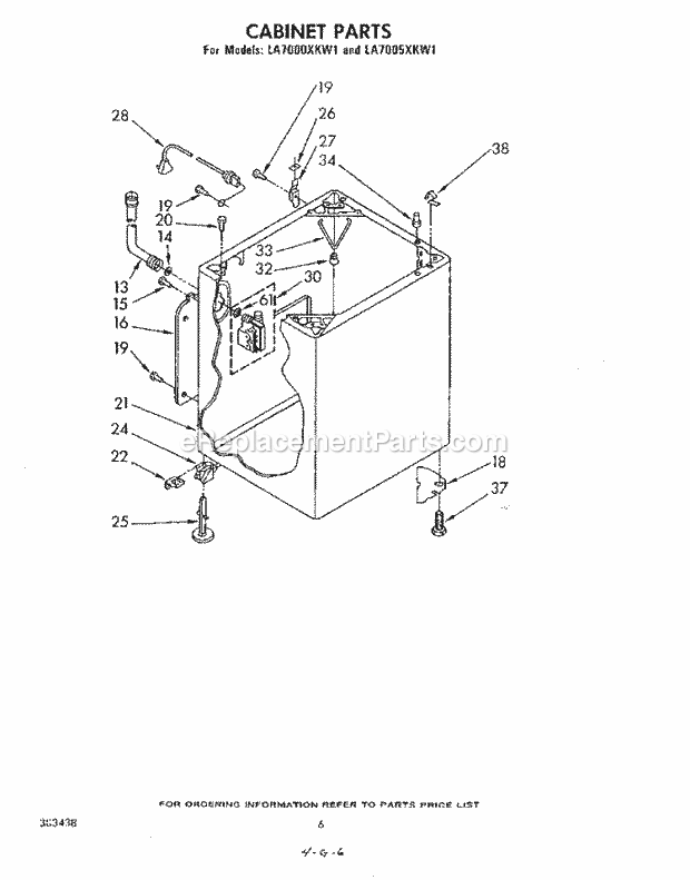 Whirlpool LA7000XKW1 Washer Cabinet Diagram