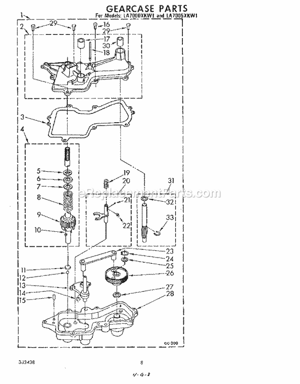 Whirlpool LA7005XKW1 Washer Gearcase Diagram