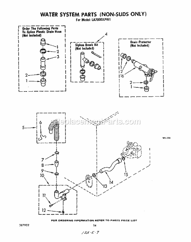 Whirlpool LA7005XPW1 Washer Water System (Non Suds Only) Diagram