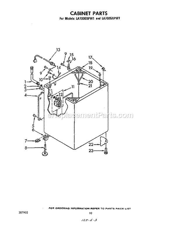 Whirlpool LA7005XPW1 Washer Cabinet Diagram