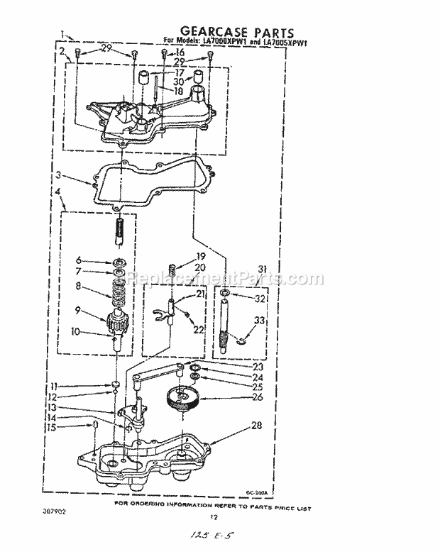 Whirlpool LA7005XPW1 Washer Gearcase Diagram