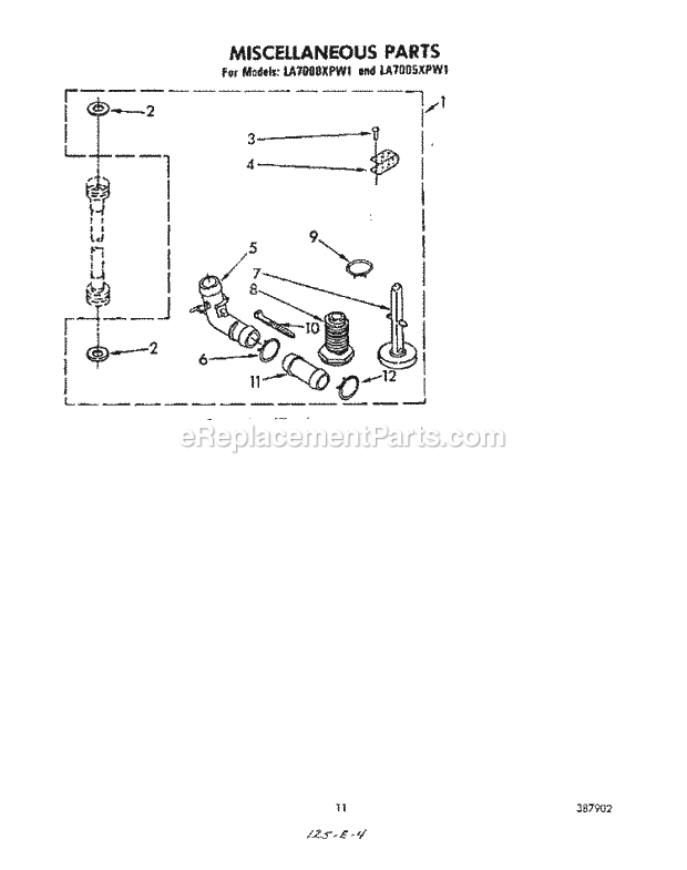 Whirlpool LA7005XPW1 Washer Miscellaneous, Literature and Optional Diagram