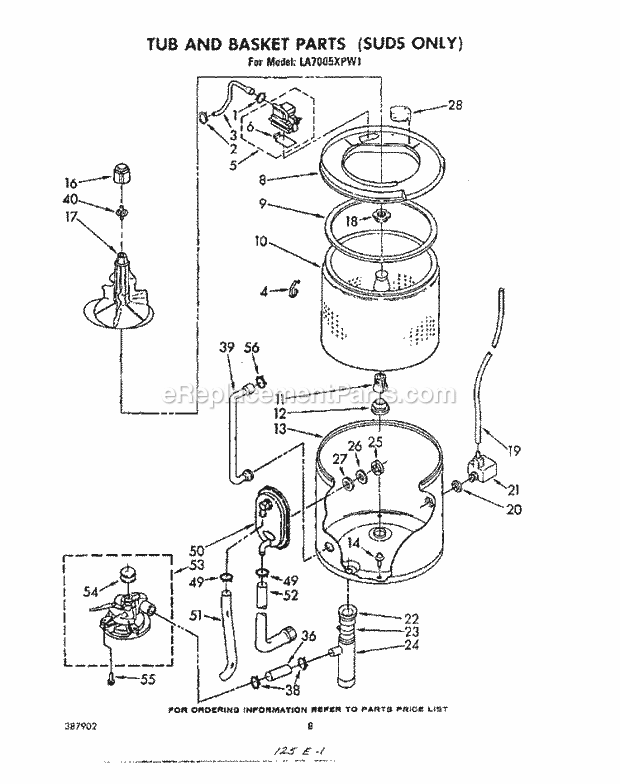 Whirlpool LA7005XPW1 Washer Tub and Basket (Suds Only) Diagram