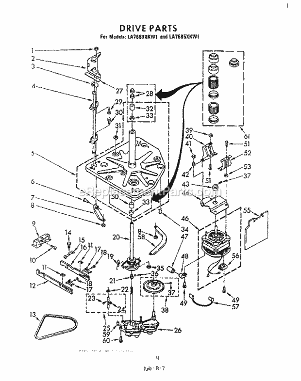 Whirlpool LA7680XKW1 Washer Drive Diagram