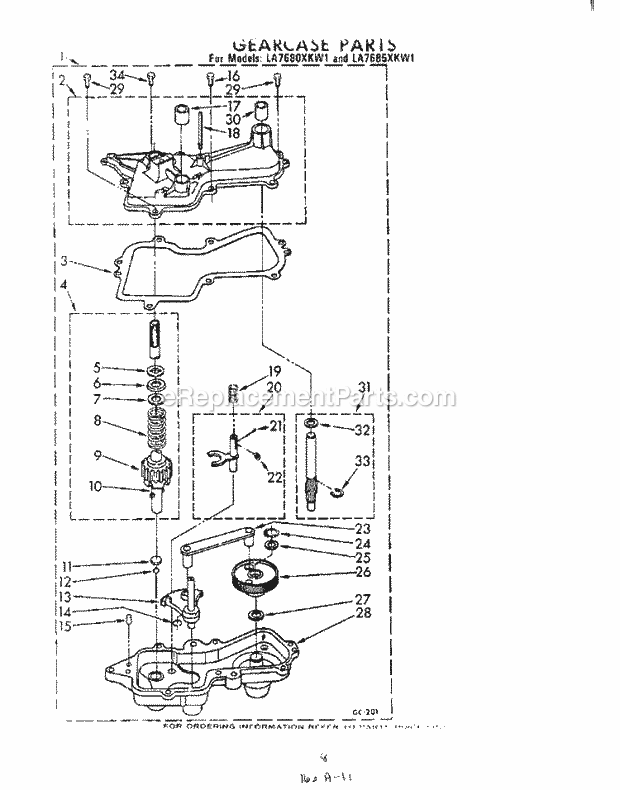 Whirlpool LA7680XKW1 Washer Gearcase Diagram