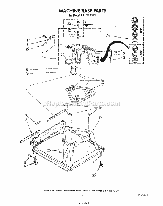 Whirlpool LA7780XSW1 Residential Washer Machine Base Diagram