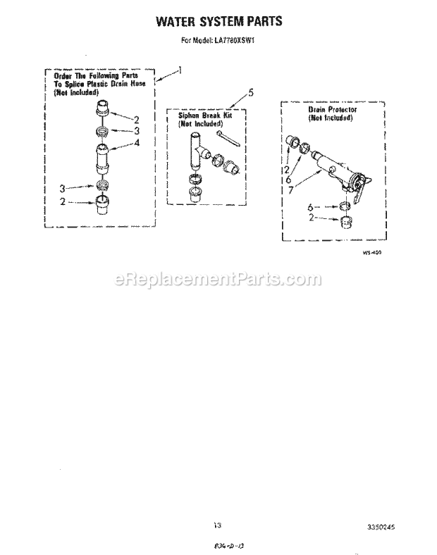 Whirlpool LA7780XSW1 Residential Washer Water System Diagram