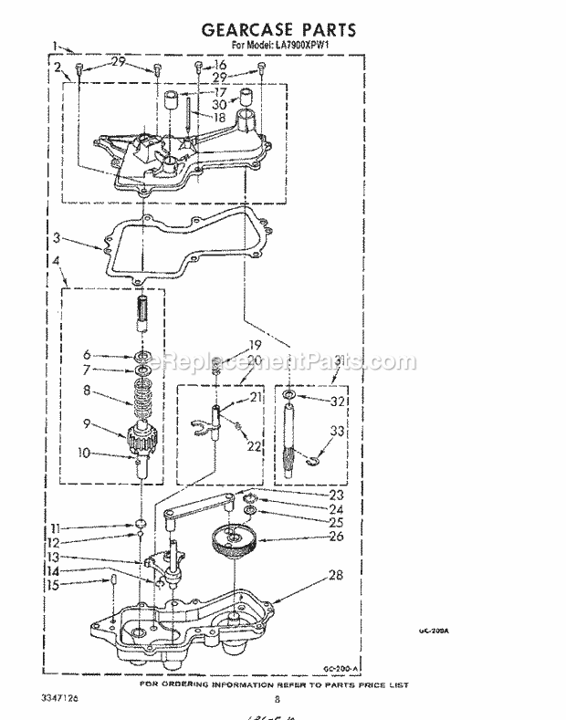 Whirlpool LA7900XPW1 Washer Gearcase Diagram