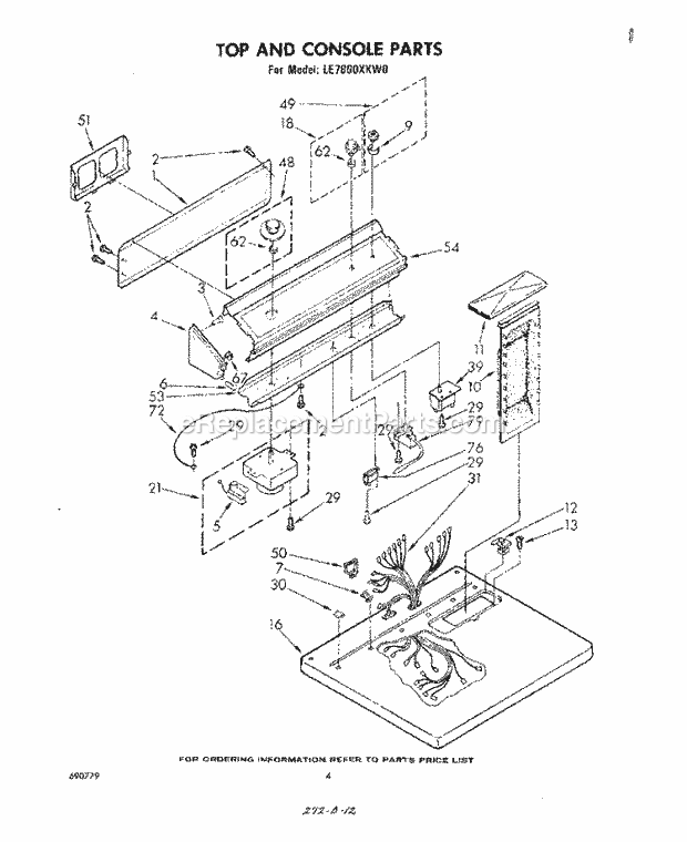 Whirlpool LE7800XKW0 Residential Dryer Page B Diagram