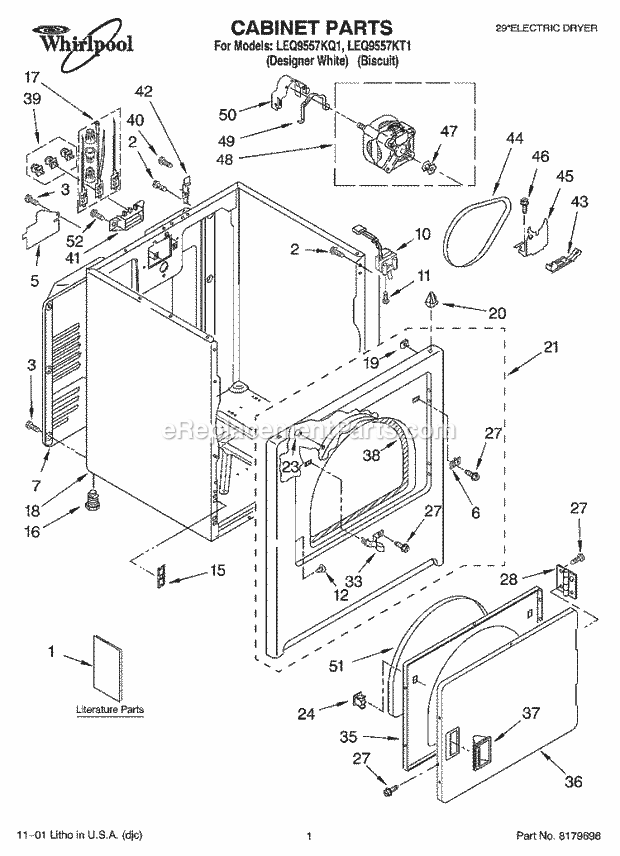 Whirlpool LEQ9557KT1 Residential Dryer Page B Diagram