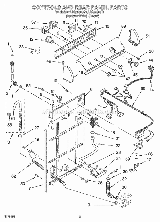 Whirlpool LSQ7533JQ1 Washer Brake Clutch Geracase Motor And Pump Parts Diagram