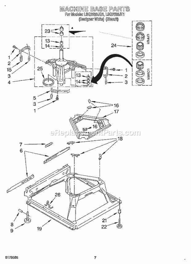 Whirlpool LSQ7533JQ1 Washer Wiring Harness Parts Diagram