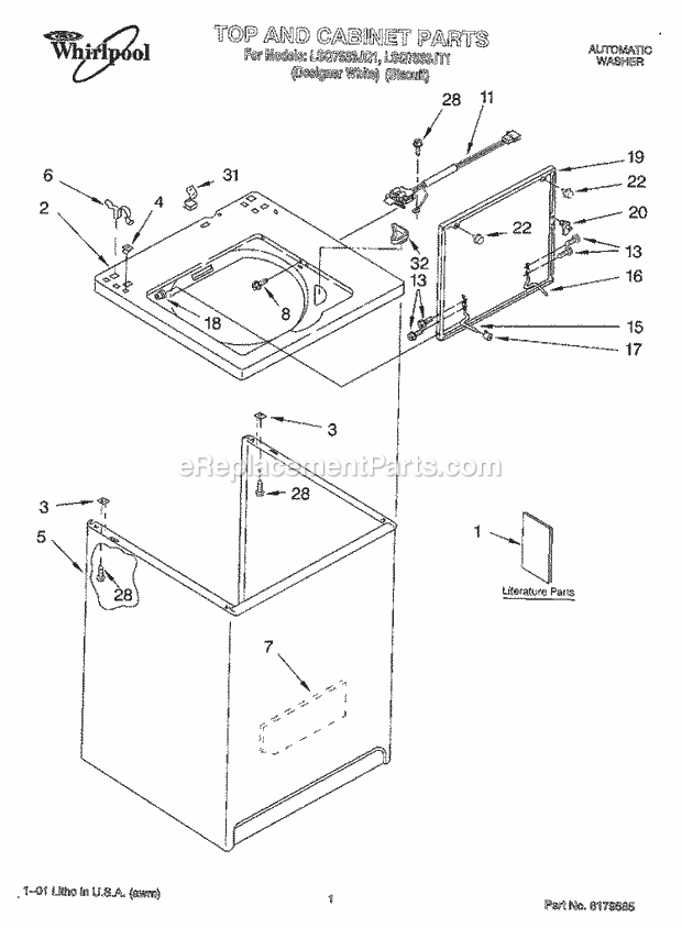 Whirlpool LSQ7533JQ1 Washer Gearcase Parts Diagram