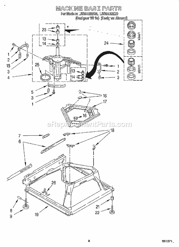 Whirlpool LSR6132EZ0 Residential Automatic Washer Machine Base Diagram