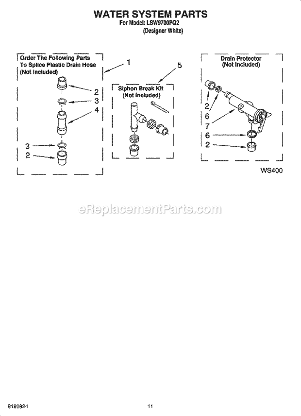 Whirlpool LSW9700PQ2 Residential Washer Water System Parts Diagram