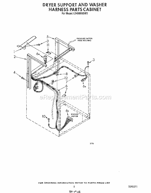 Whirlpool LT4900XSW3 Laundry Center Dryer Support and Washer Harness Ca Diagram