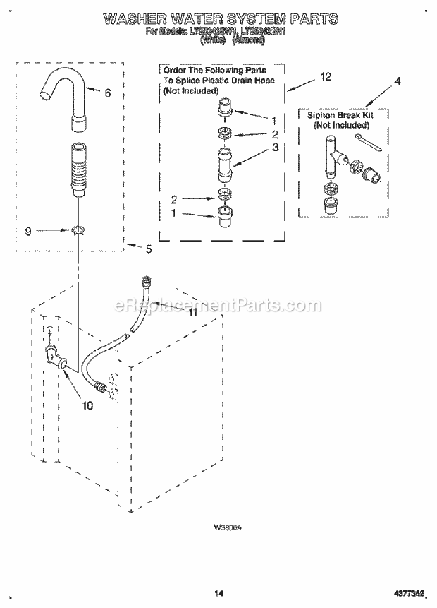 Whirlpool LTE5243BN1 Washer/Dryer Combo Laundry System Washer Water System Diagram