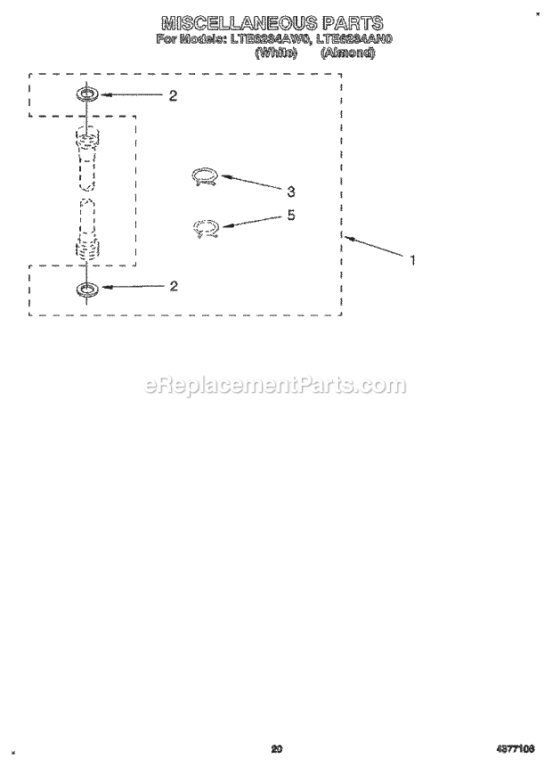 Whirlpool LTE6234AN0 Washer/Dryer Combo Miscellaneous, Lit/Optional Diagram