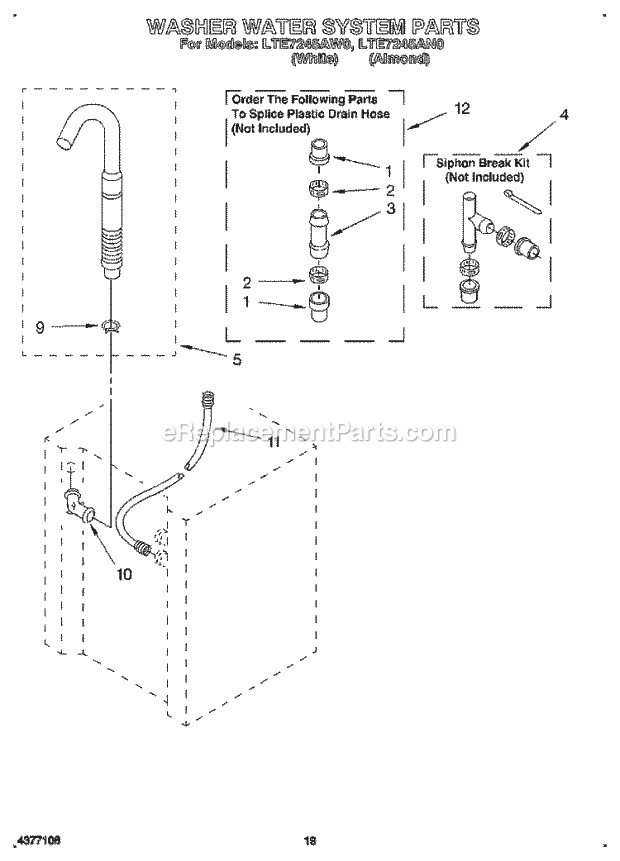 Whirlpool LTE7245AN0 Washer/Dryer Combo Laundry System Washer Water System Diagram