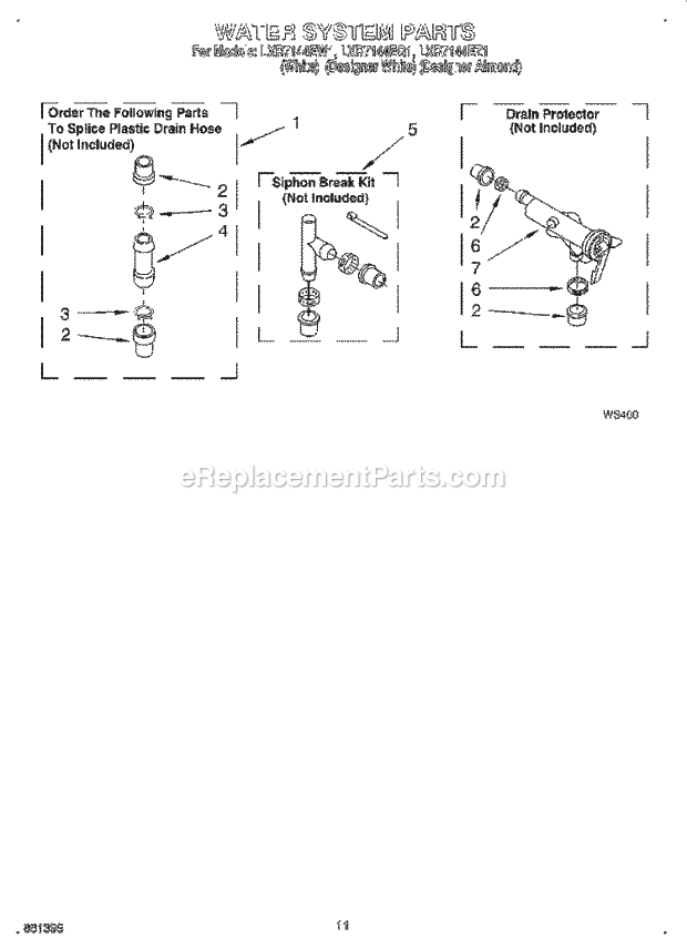 Whirlpool LXR7144EZ1 Washing Machine Water System Diagram