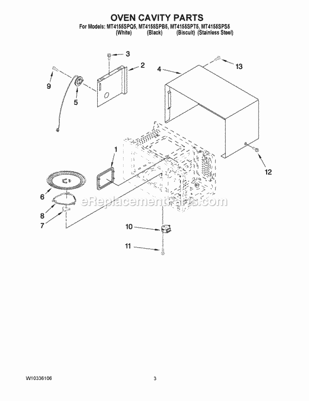 Whirlpool MT4155SPS5 Tabletop Microwave 1.5 Cu. Ft. Page E Diagram