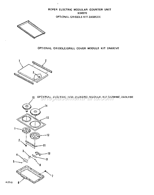 Whirlpool N3457^0 Range Griddle , Griddle/Grill Cover Diagram