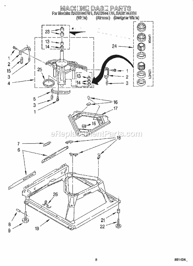 Whirlpool RAX6144EQ1 Washer Machine Base Diagram