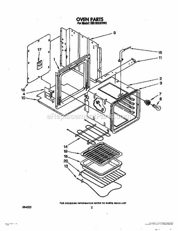 Whirlpool RB1000XVN3 Range Oven Diagram