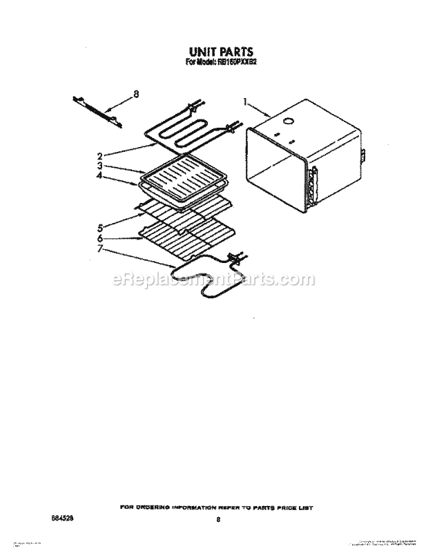 Whirlpool RB160PXXB2 Electric Range Unit Diagram