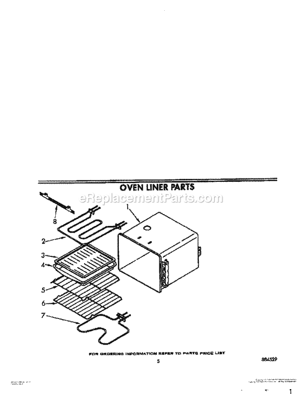 Whirlpool RB160PXXW1 Electric Range Oven Liner Diagram