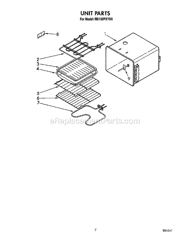 Whirlpool RB160PXYQ0 Range Unit Diagram