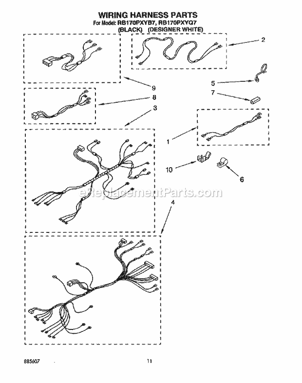 Whirlpool RB170PXYQ7 Range Wiring Harness Diagram