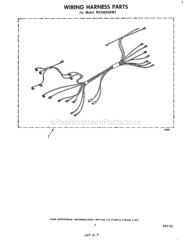 Whirlpool RB2000XKW1 Built-in Electric Oven Wiring Harness Diagram