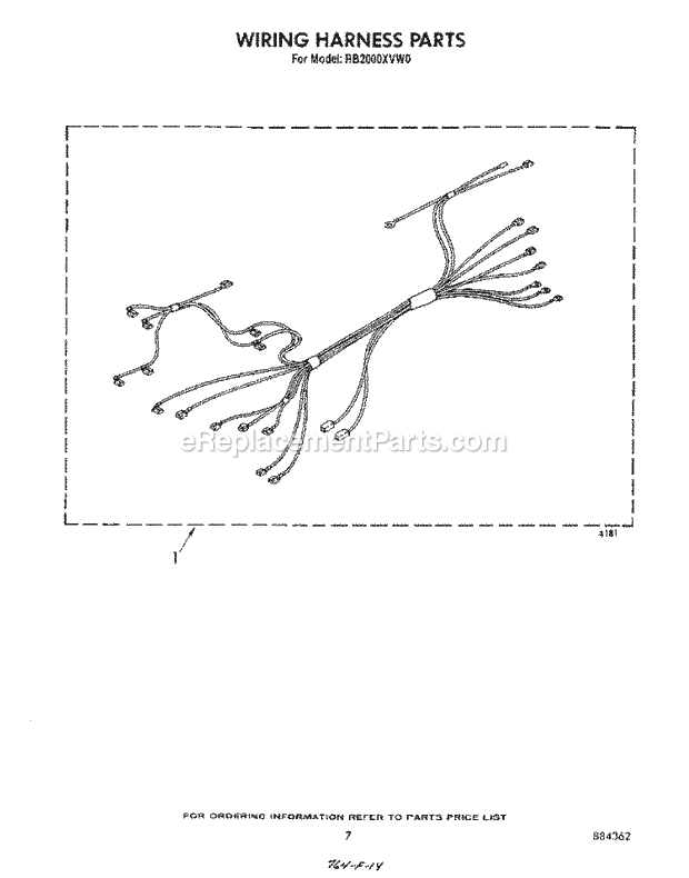 Whirlpool RB2000XVW0 Built-in Electric Range Wiring Harness Diagram