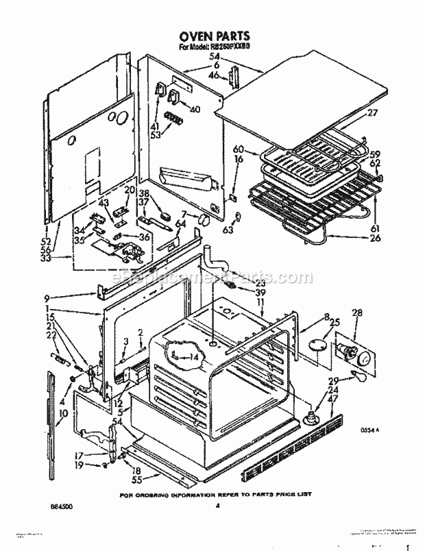 Whirlpool RB260PXXB0 Range Oven Diagram