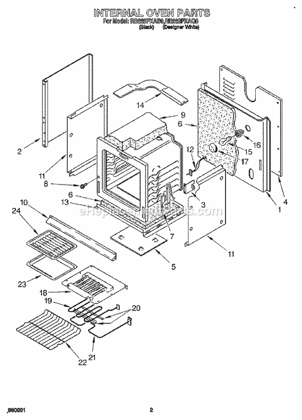 Whirlpool RB262PXAQ0 Range Internal Oven, Optional Diagram