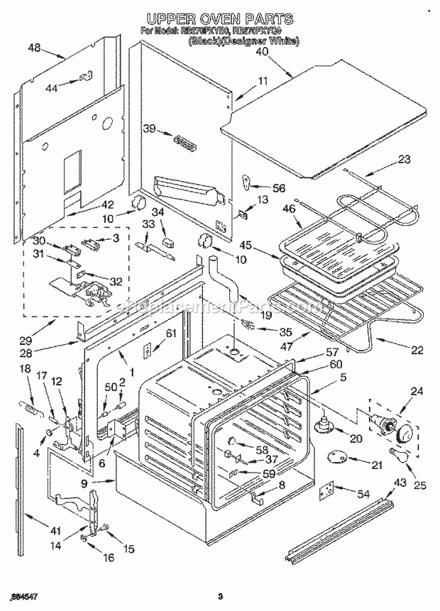 Whirlpool RB270PXYB0 Range Upper Oven Diagram