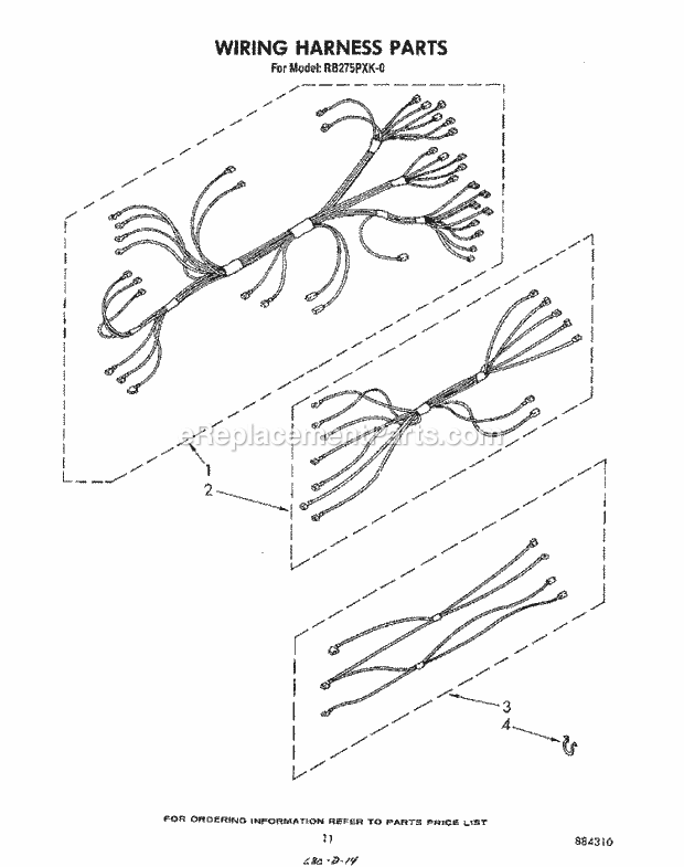 Whirlpool RB275PXK0 Electric Range Wiring Harness Diagram