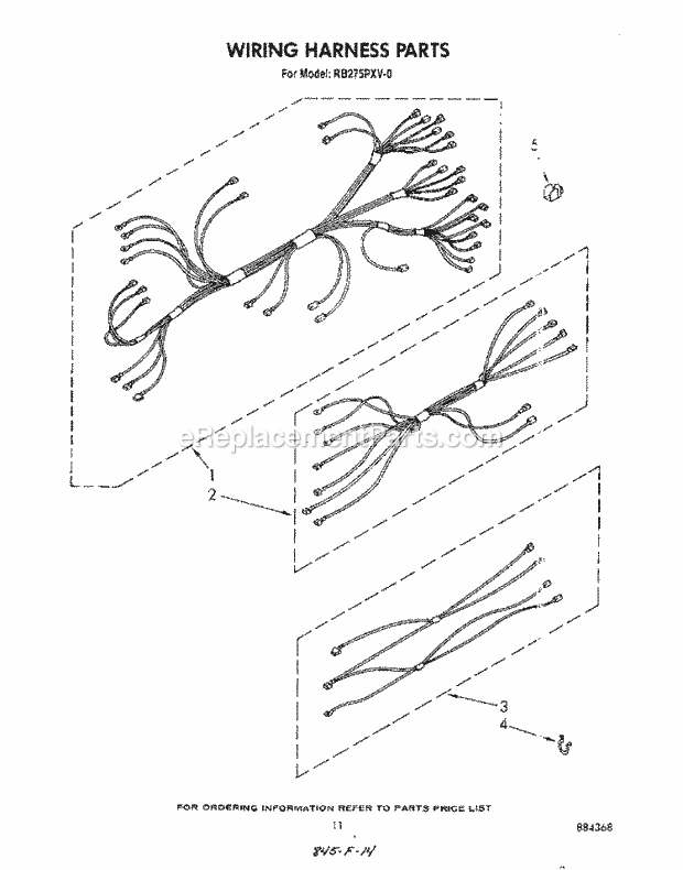 Whirlpool RB275PXV0 Electric Range Wiring Harness Diagram